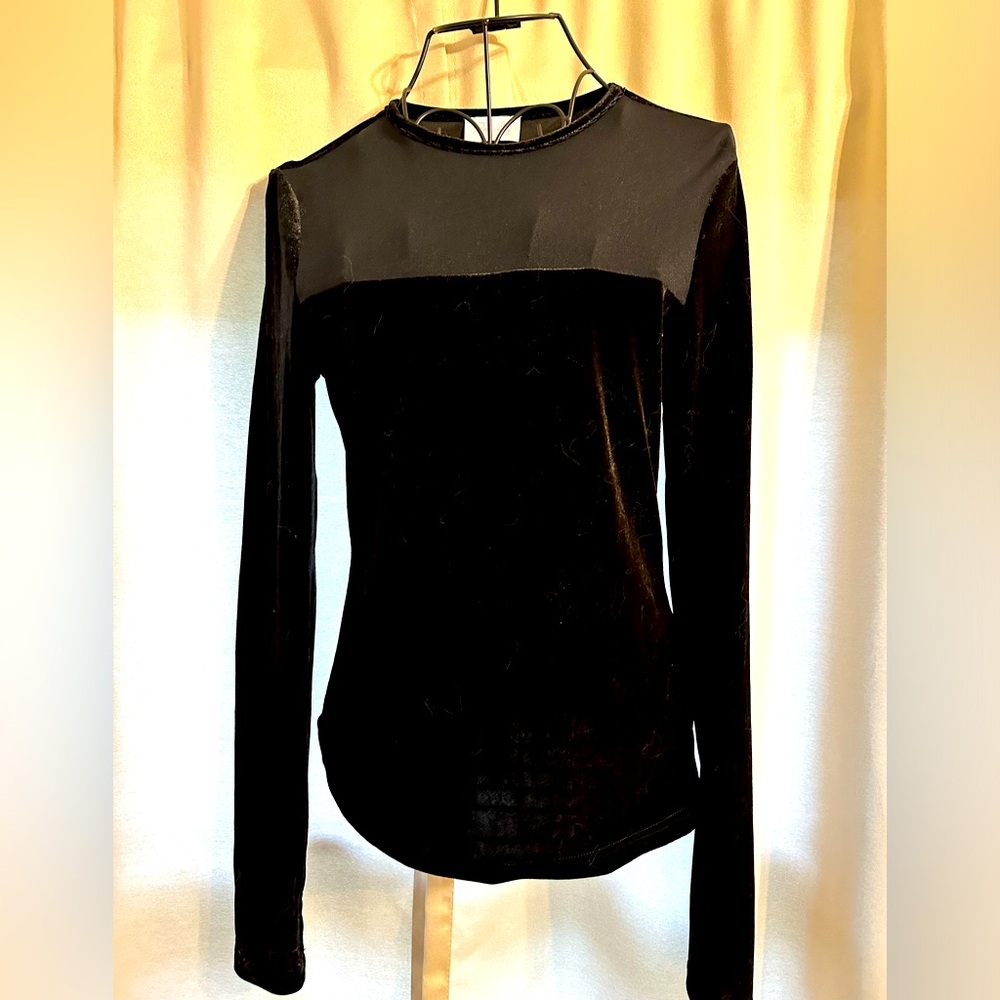 Pink Lily Velvet/Sheer Top Black